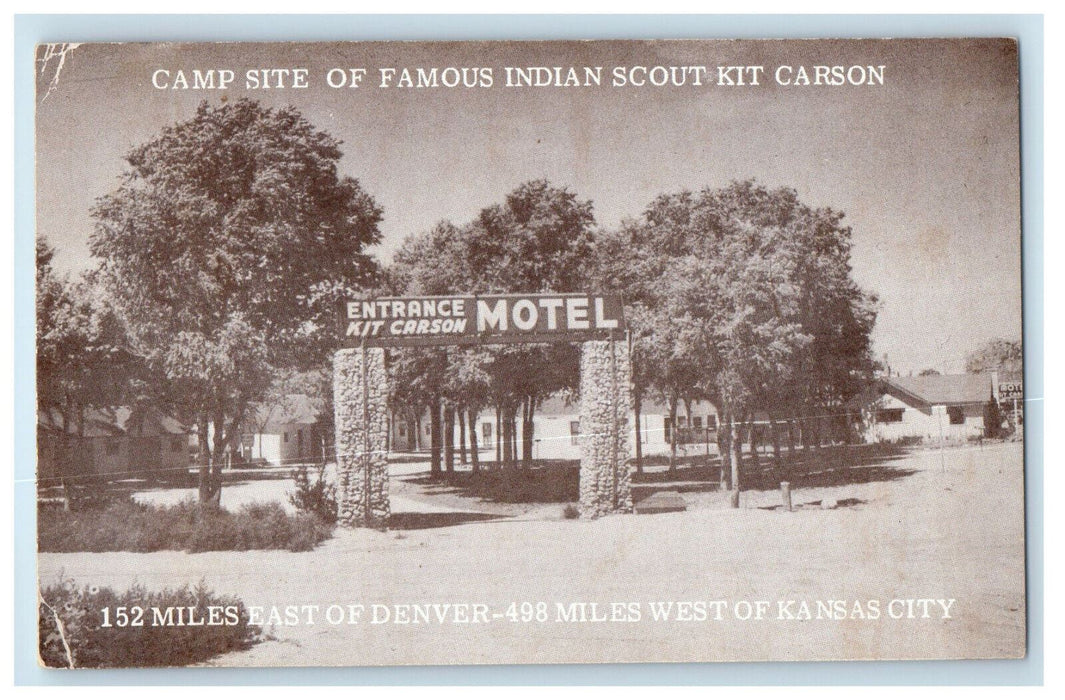 1954 Kit Carson Motel Elevation, Kit Carson Colorado CO Posted Postcard