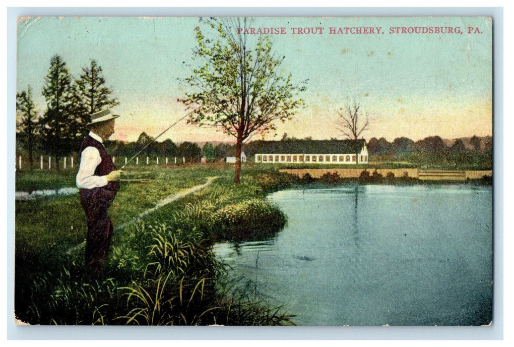 1909 Paradise Trout Hatchery Stroudsburg Virginia VA Posted Postcard