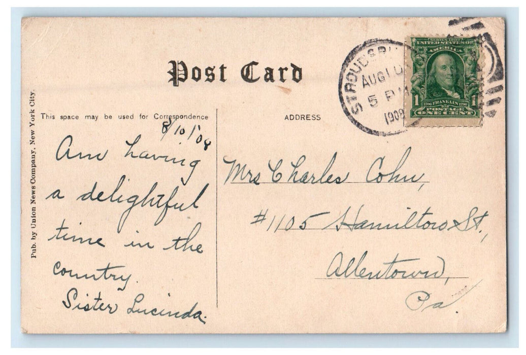 1909 Paradise Trout Hatchery Stroudsburg Virginia VA Posted Postcard