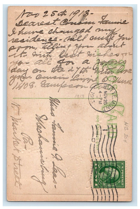 1913 Floral Letters, Just a Few Lines From Butte Montana MT Postcard