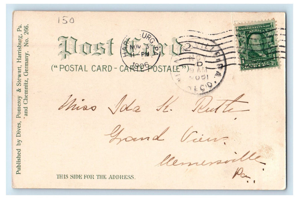 1906 Eby Fountain Harrisburg Pennsylvania PA Posted Antique Postcard