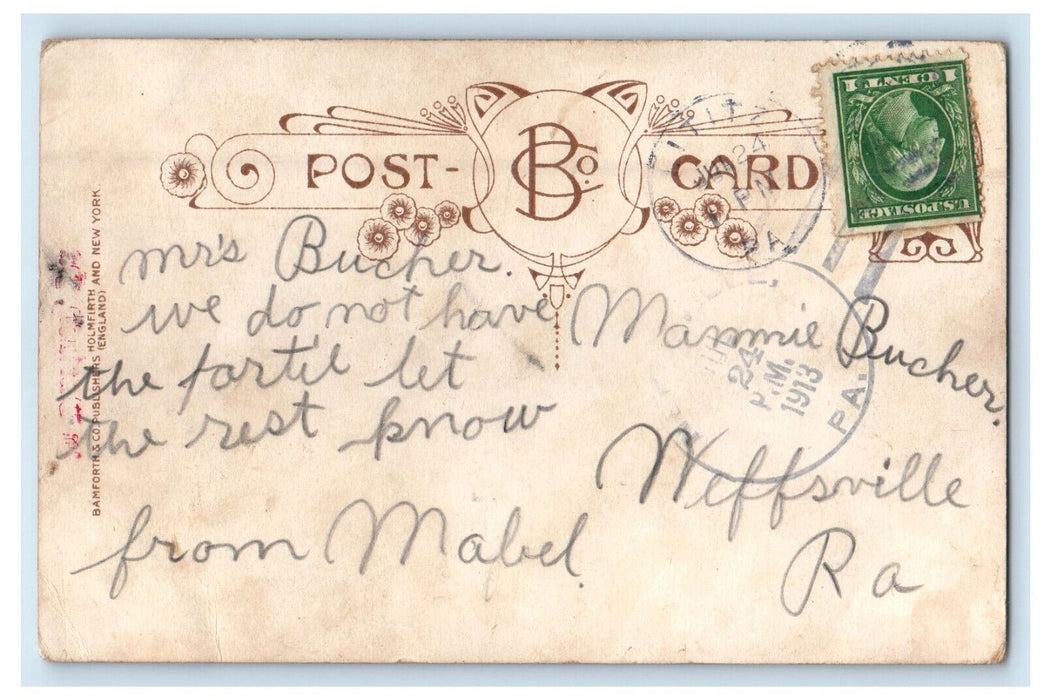 1913 Lovers Scene, Life is Worth While In Durlach Pennsylvania Postcard