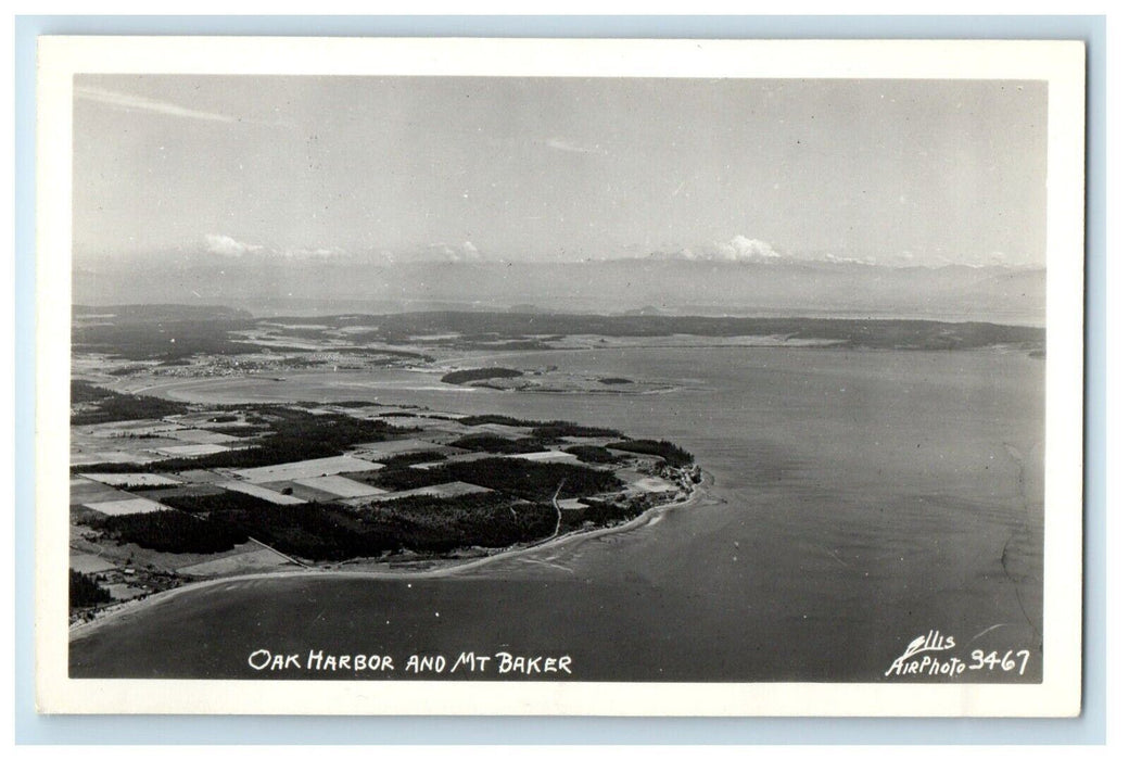 c1950's View Of Oak Harbor And Mt. Baker Washington WA RPPC Photo Ellis Postcard