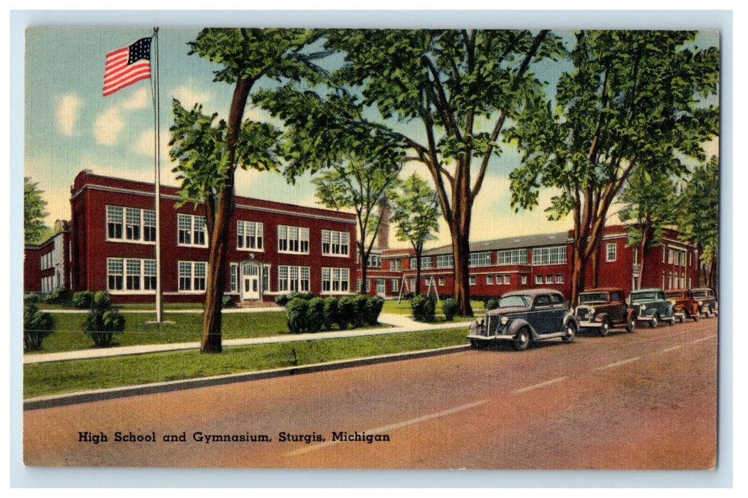 c1940s High School and Gymnasium Sturgis Michigan MI Posted Vintage Postcard