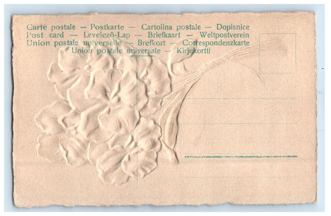 c1905 Embossed Flower, Greetings from Jersey Shore Antique Unposted Postcard