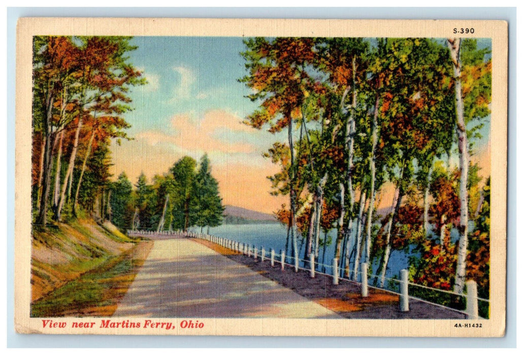 1942 Road View, Near Martins Ferry Ohio OH Posted Antique Postcard