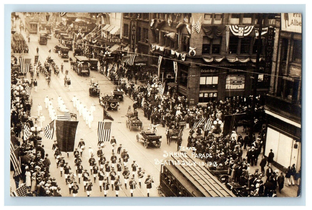 1915 Texas Shrine Parade Seattle Washington WA RPPC Photo Antique Postcard