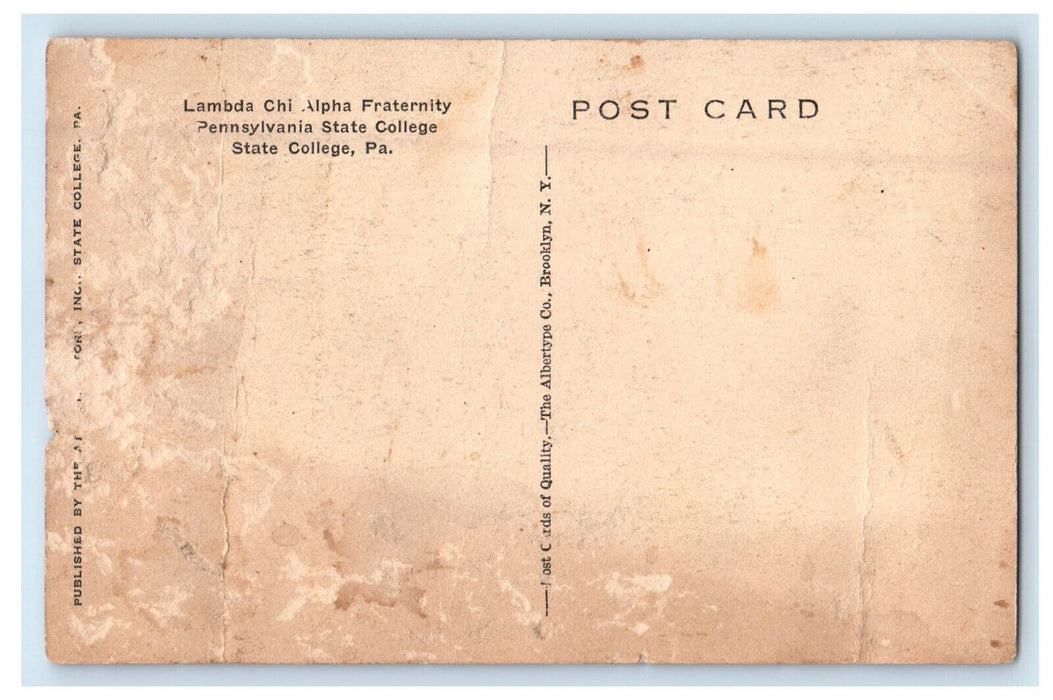 c1920s Lambda Chi Alpha Fraternity Pennsylvania State College PA Postcard
