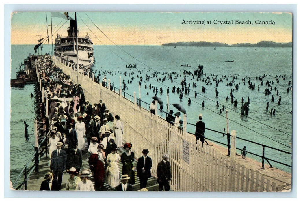 1915 Arriving at Crystal Beach Canada Sunset View Foreign Posted Postcard