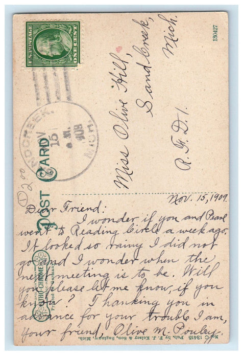 1909 View from West Shore of Saginaw River Michigan MI Sand Creek MI Postcard