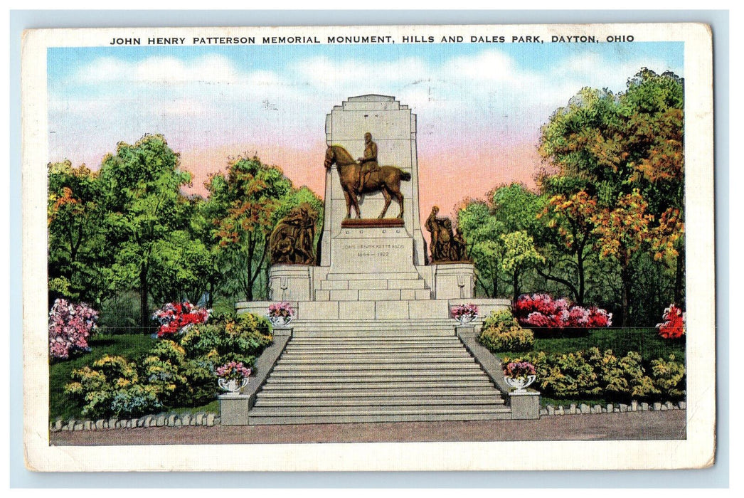 1942 John Henry Patterson Memorial Monument Dayton Ohio OH Cancel Postcard