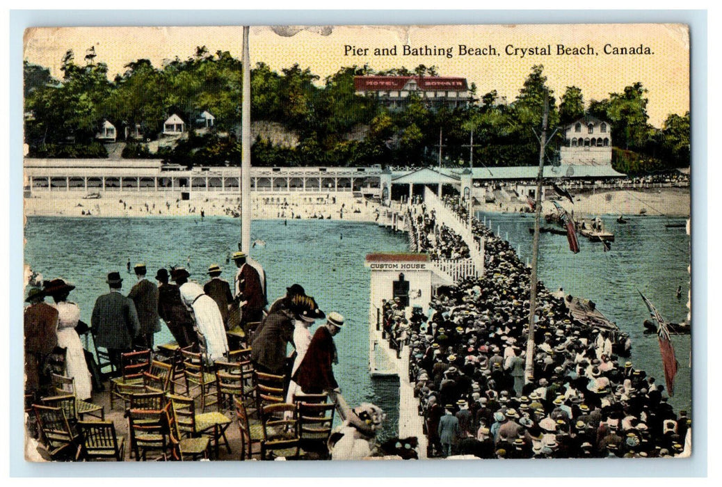 c1910 Pier and Bathing Beach, Crystal Beach, Canada CA Posted Postcard