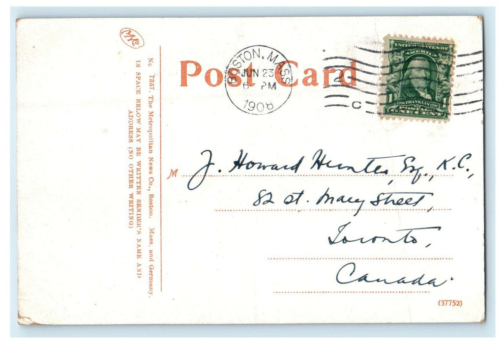 1908 Dear Island Light Boston Harbor Massachusetts MA Antique Postcard