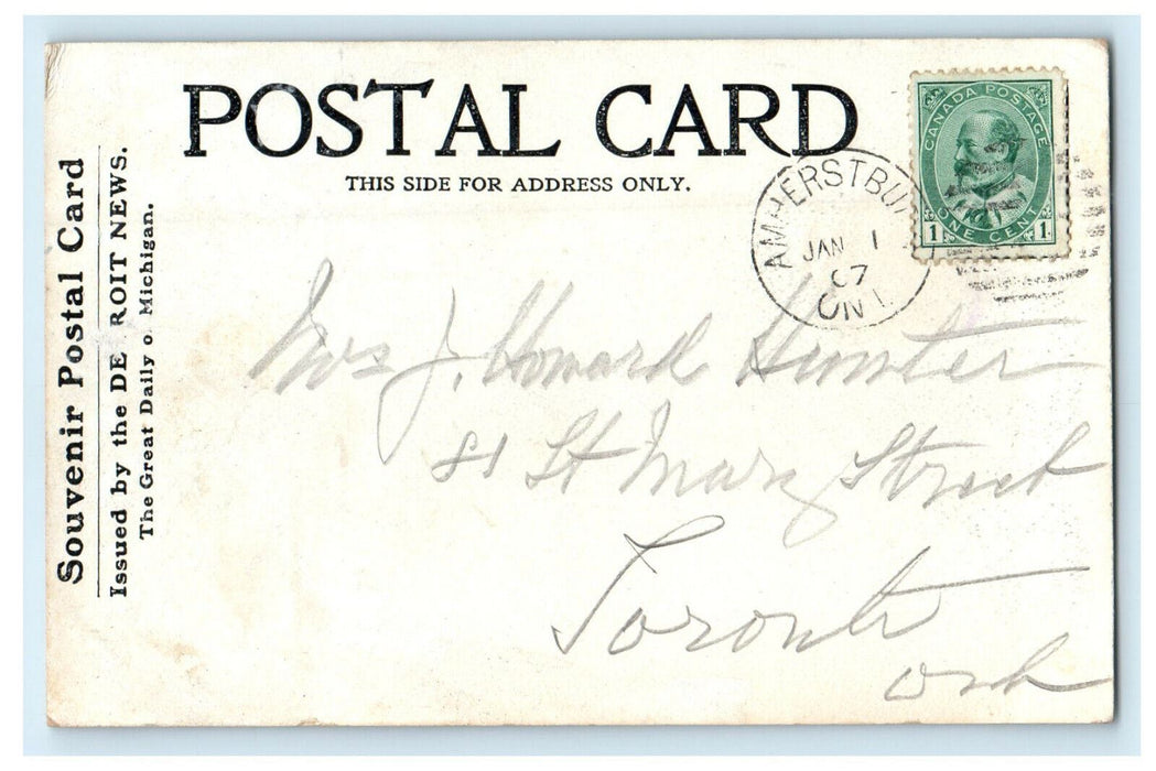 1907 Stone Foot Bridge Belle Isle Park Detroit Michigan MI Antique Postcard