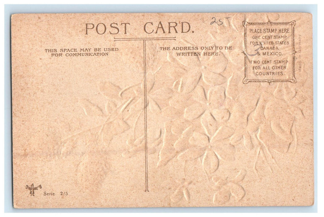c1910 Greetings from Hancock Maryland MD Flower Embossed Antique Postcard