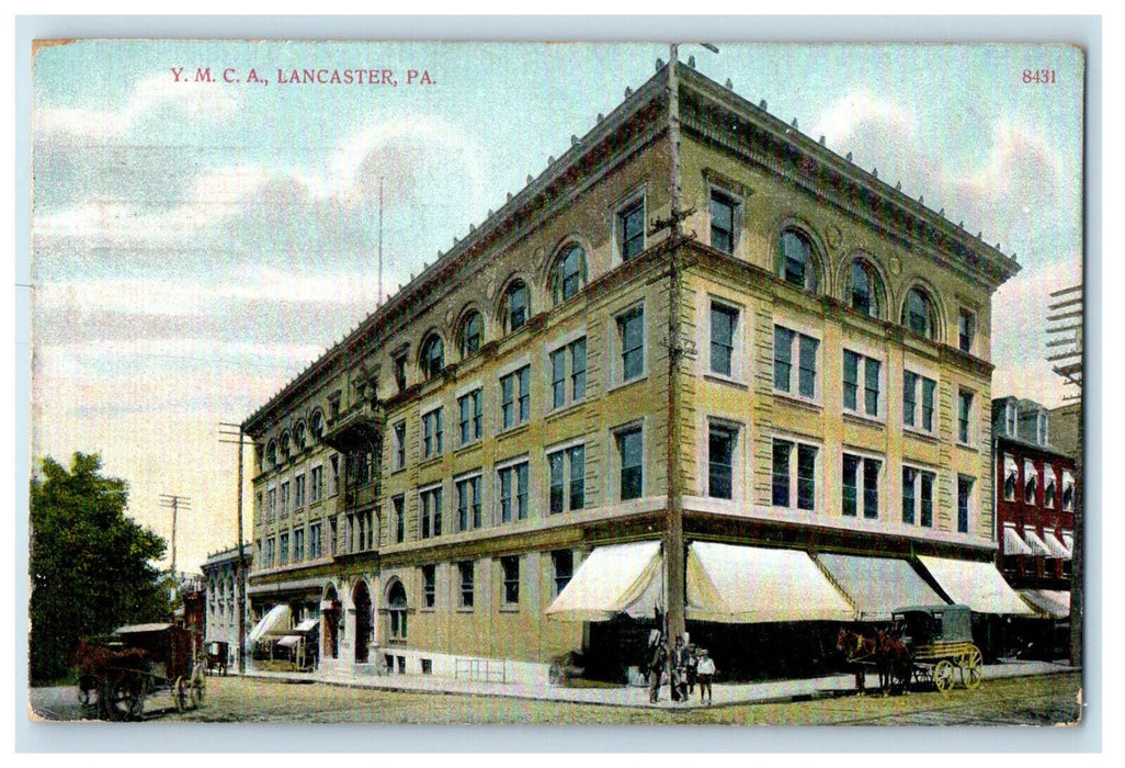 1908 View of Entrance to YMCA Building Lancaster Pennsylvania PA Postcard