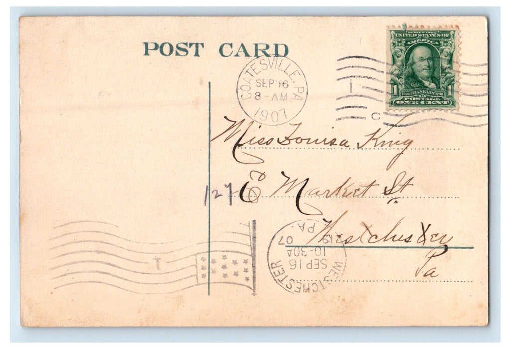 1907 Congregational Church and Parsonage Great Barrington MA Postcard