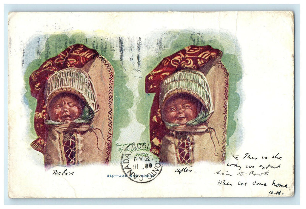 1905 War and Peace Baby in Clothes Toronto CA Boulder CO Embossed Postcard
