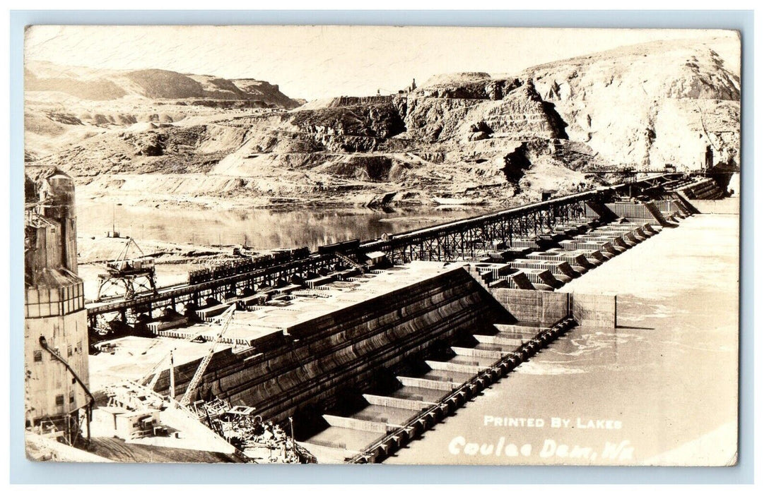 c1920's View Of Coulee Dam Washington WA RPPC Photo Unposted Vintage Postcard