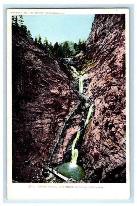c1905 Seven Falls, Cheyenne Canon, Colorado CO Unposted Antique Postcard