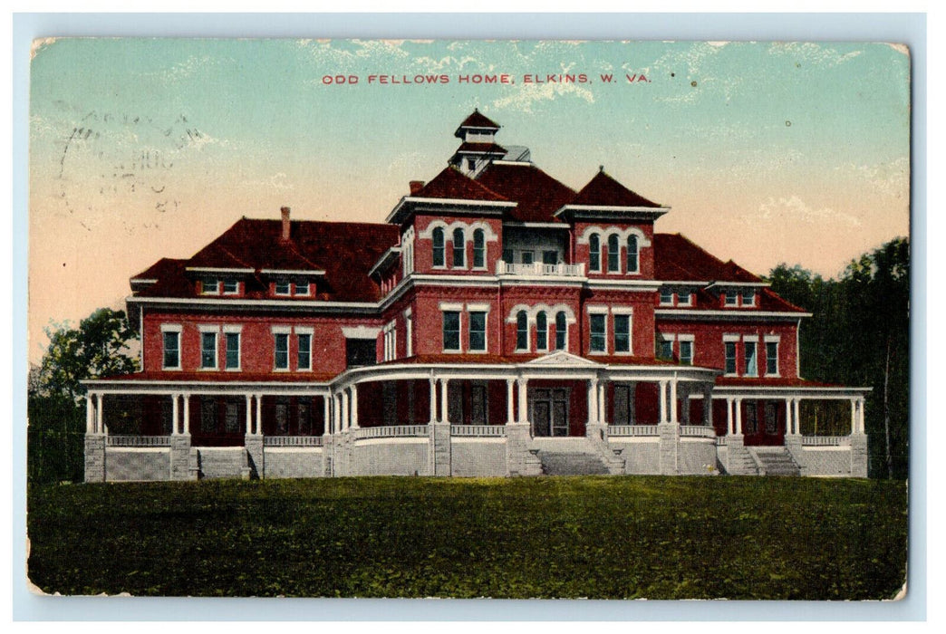 1911 Odd Fellows Home, Elkins West Virginia WV Posted Antique Postcard