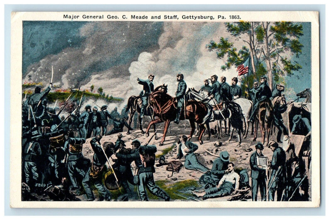 Major General Geo. C. Meade And Staff Gettysburg Pennsylvania PA Postcard