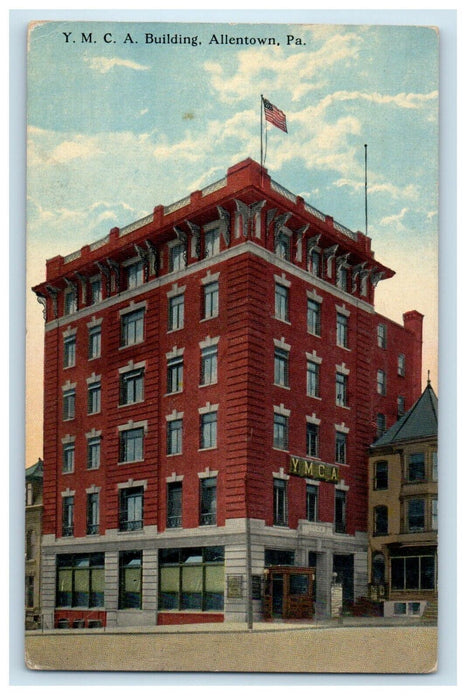 1917 Y.M.C.A. Building Street View Allentown Pennsylvania PA Antique Postcard