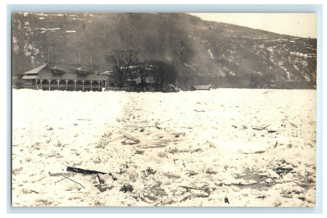 c1910's Brattleboro Vermont VT, Ice Flow Frozen River House RPPC Photo Postcard