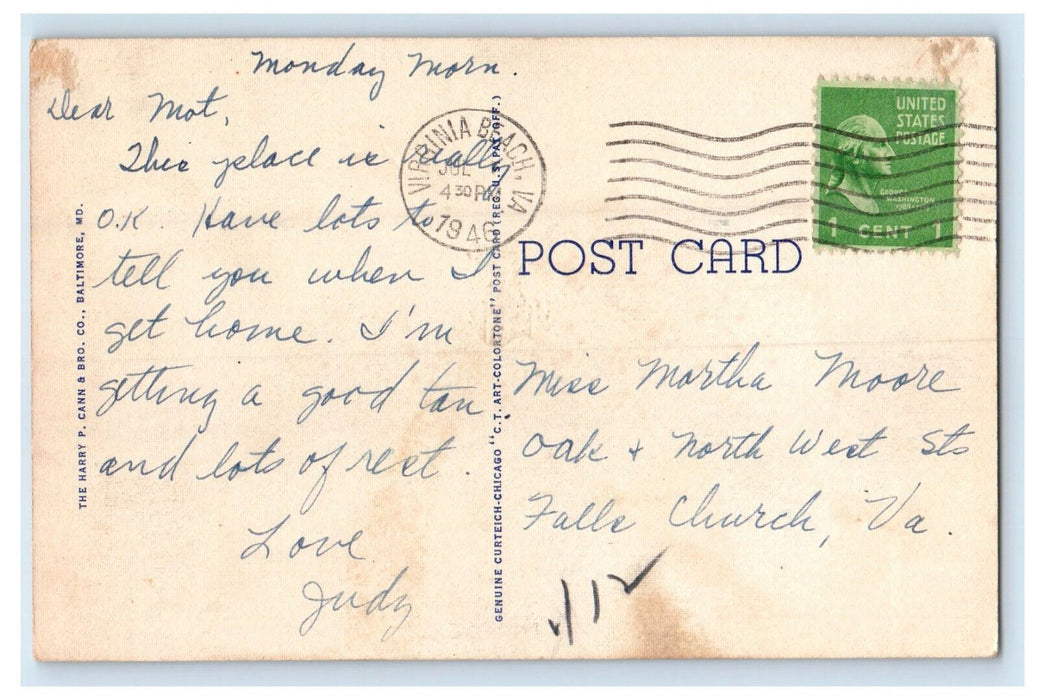 1946 Coast Guard Station Virginia Beach Virginia VA Posted Postcard