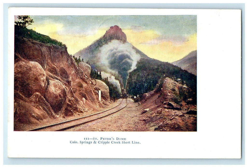 c1905 St. Peter's Dome Train Locomotive, Colo Springs, Colorado CO Postcard