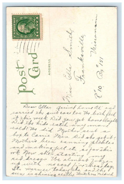 c1910 Auditorium Hotel, Browns Lake, Burlington Wisconsin WI Posted Postcard