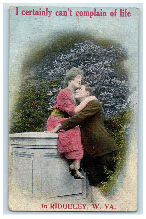 1924 Couple Scene, I Can't Complain of Life Ridgeley WV Posted Postcard