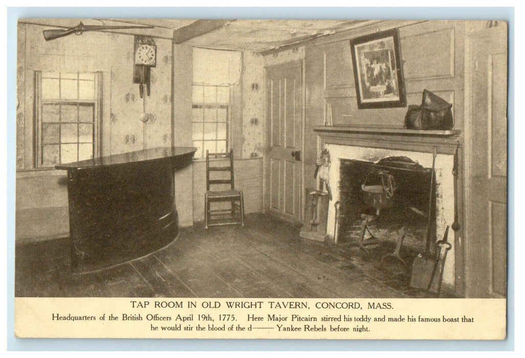 c1910 Tap Room in Old Wright Tavern Concord, Massachusetts MA Antique Postcard