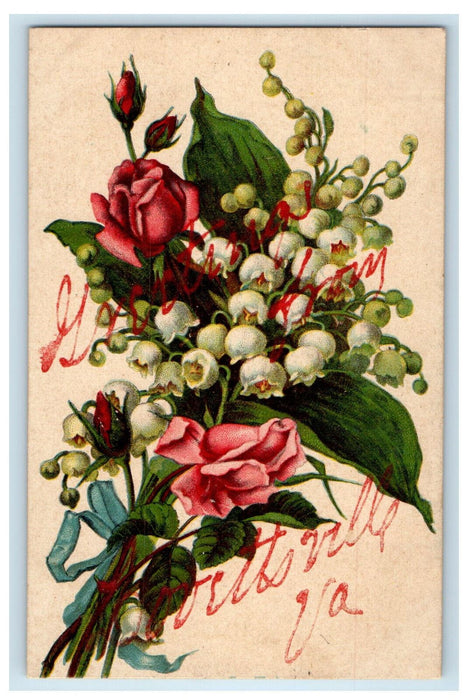 c1910 Flowers, Greetings from Lovettsville Virginia VA Posted Postcard