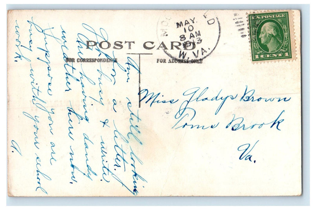 1913 Dutch Kid, Grave, Tomb, Letter from Moorefield West Virginia WV Postcard