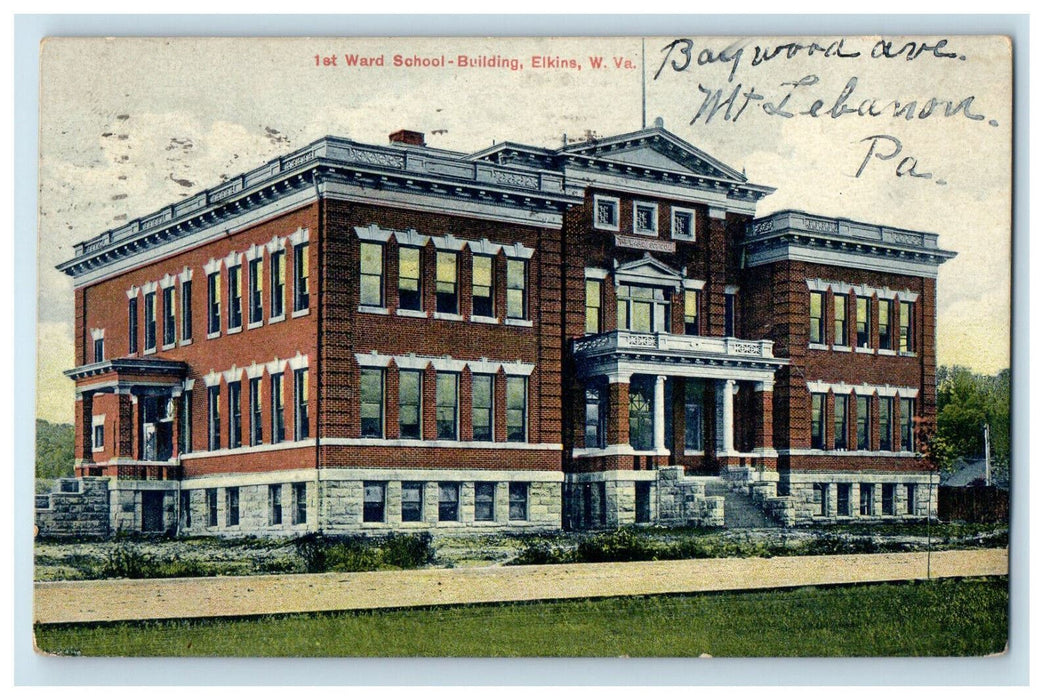 1917 1st Ward School Building Elkins West Virginia WV Posted Postcard