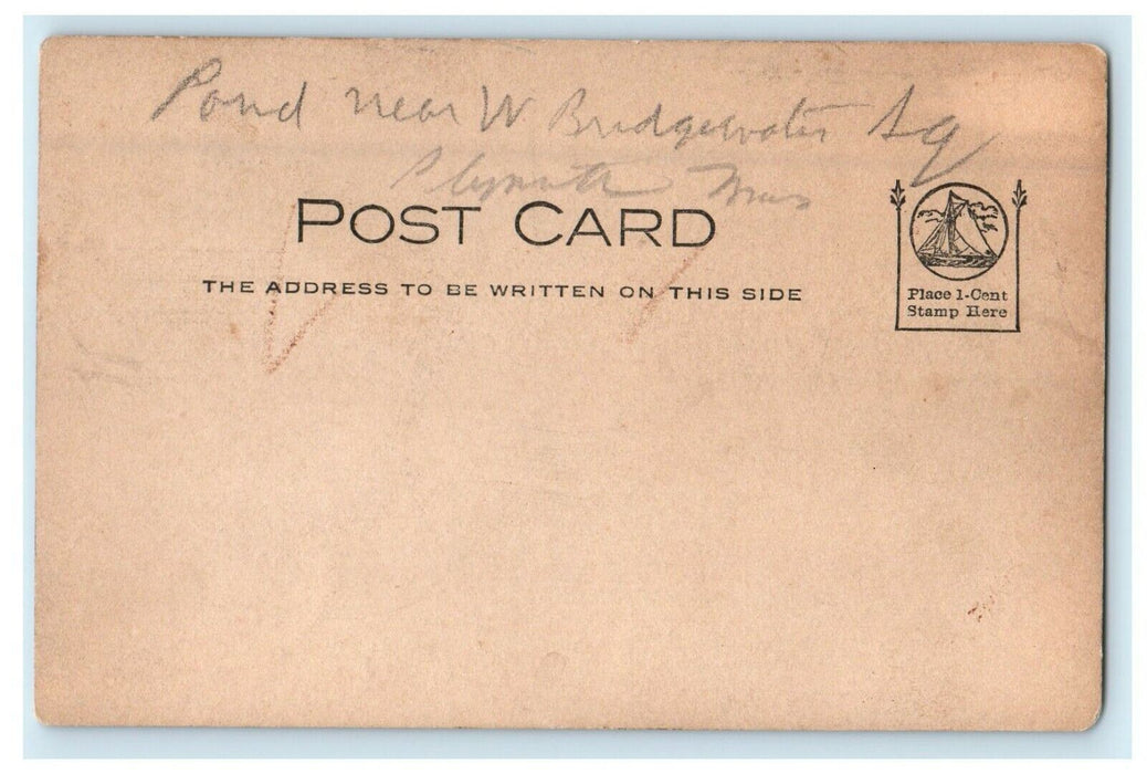 c1905 West Bridgewater Massachusetts MA, Pond Covered Bridge RPPC Photo Postcard