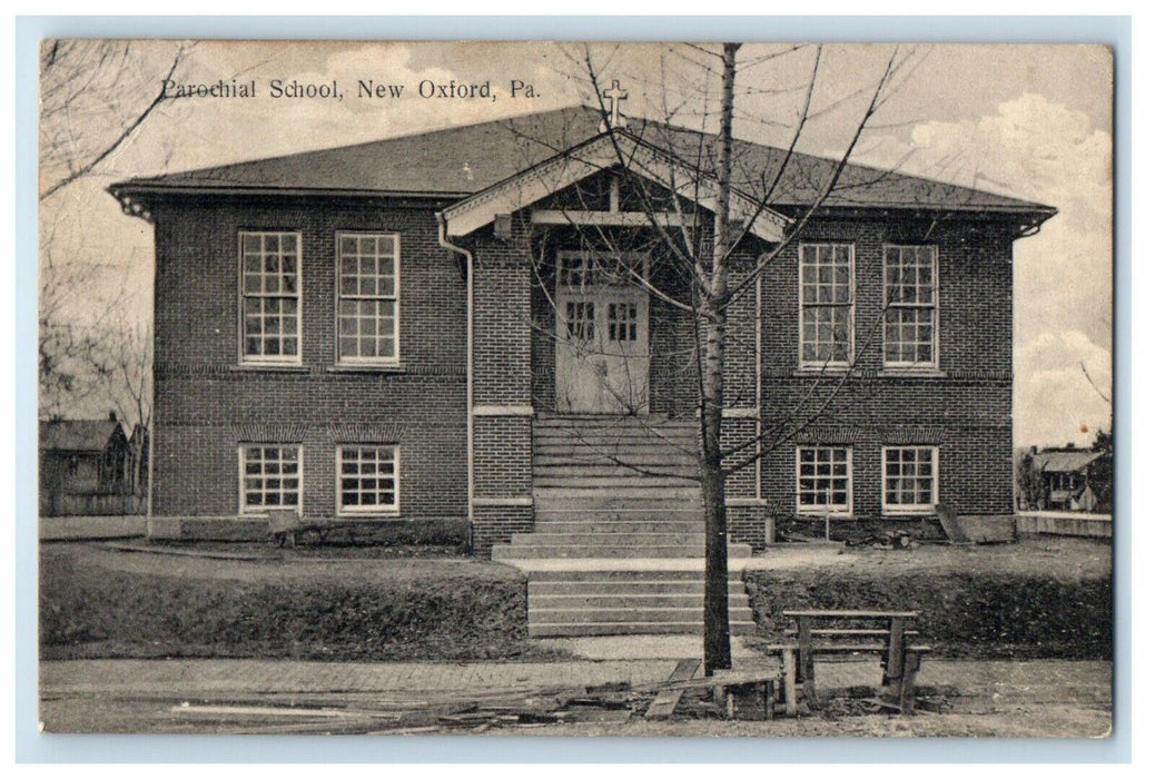 c1910's Parochial School Building New Oxford Pennsylvania PA Antique Postcard