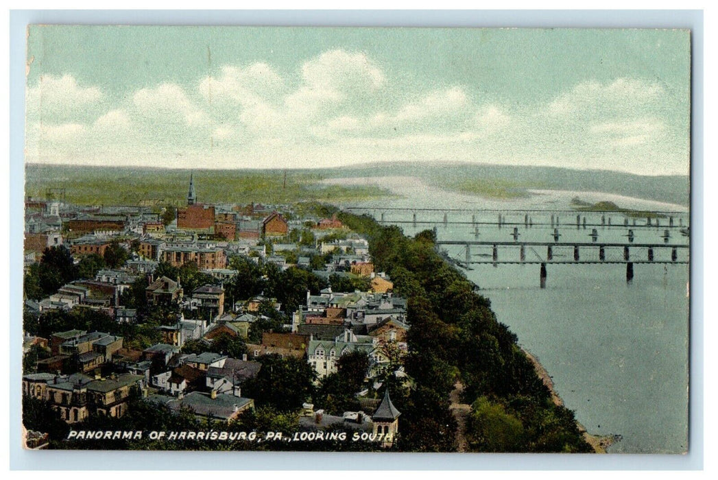 c1910's Panorama Of Harrisburg Pennsylvania PA Looking South Antique Postcard