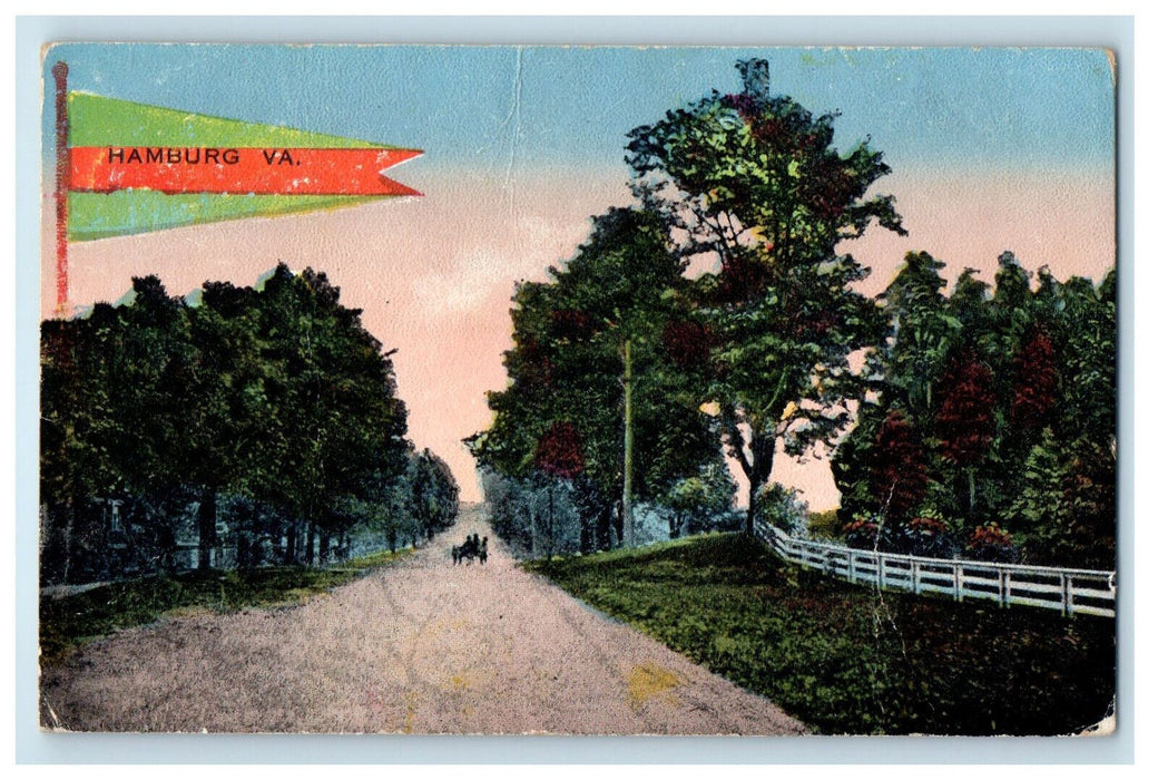 c1910 Road View, Hamburg Virginia VA Red and Green Pennant Postcard