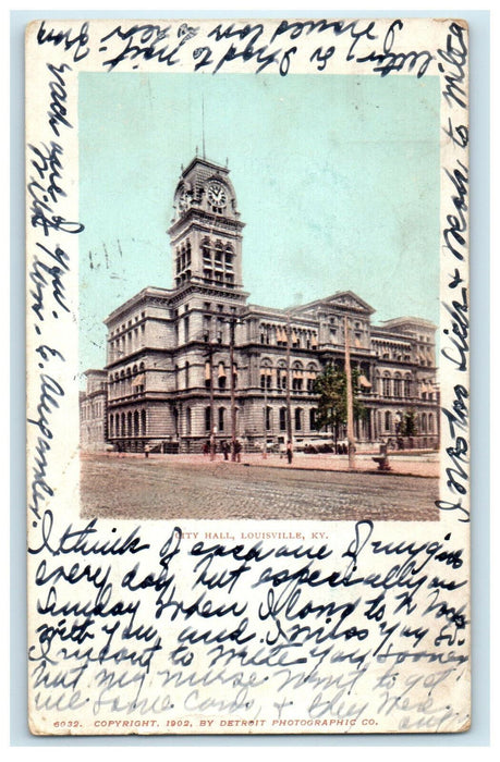 1904 City Hall, Louisville Kentucky KY Clarksville TN Antique PMC Postcard