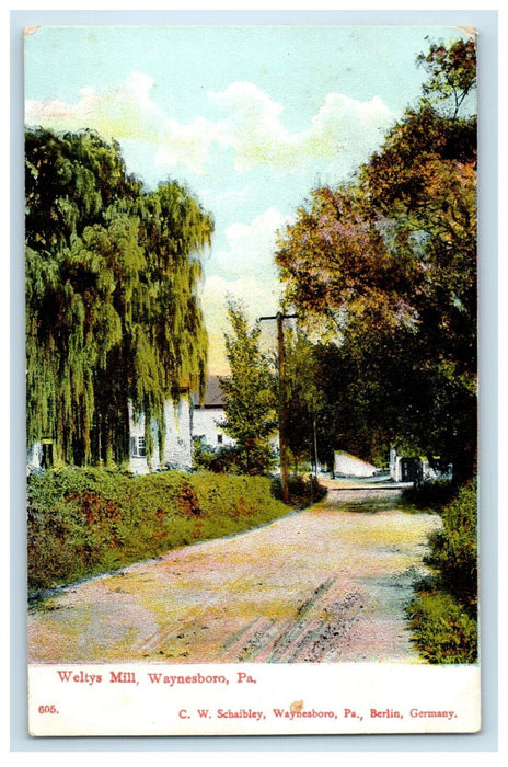 c1905 Welty's Mill Dirt Road Waynesboro Pennsylvania PA Posted Antique Postcard