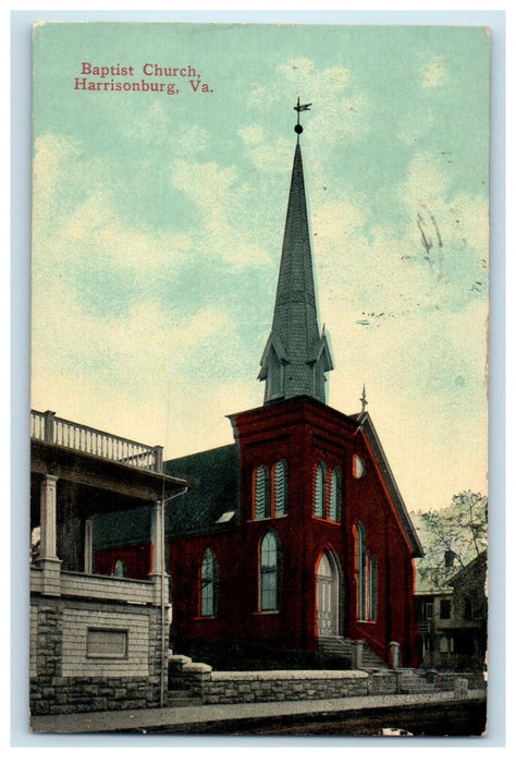 1915 Baptist Church Harrisonburg Virginia VA Woodstock VA Posted Postcard