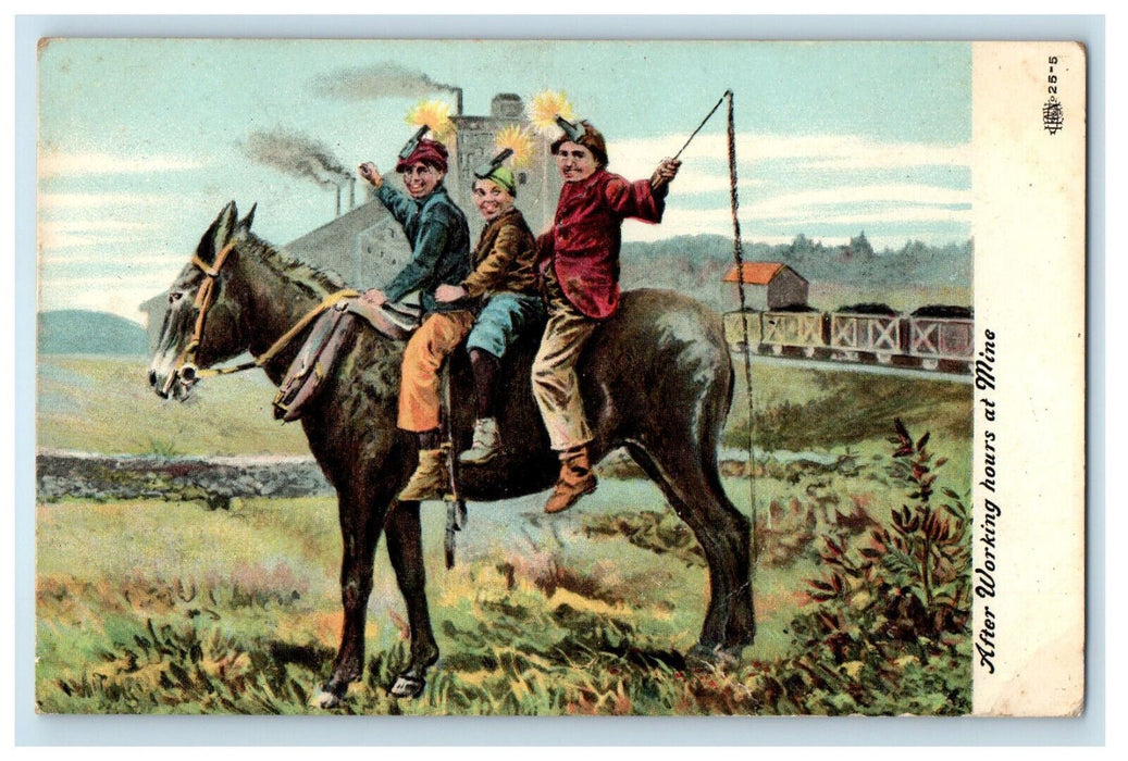 1908 Child Labor, Three Boys Riding A Horse Strasburg VA Posted Postcard