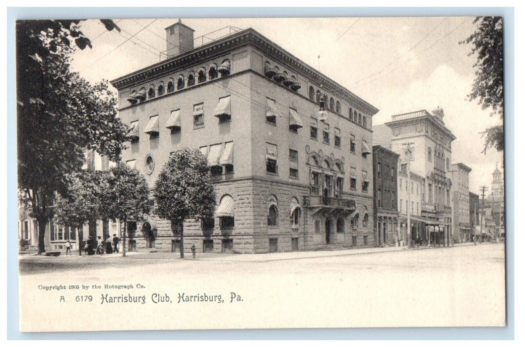 c1905 Harrisburg Club Building Pennsylvania PA Rotograph Antique Postcard