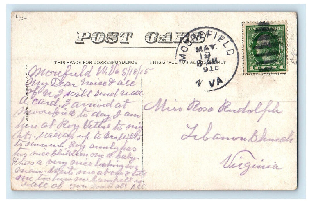 1915 Hardy County Bank Moorefield West Virginia WV Posted Postcard