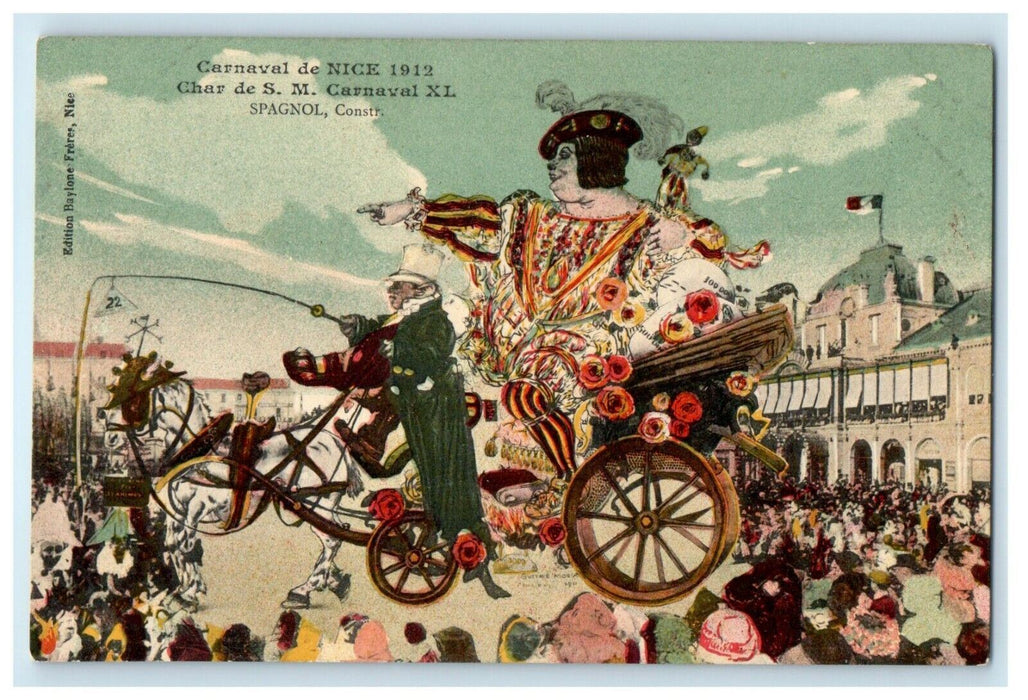 Carnaval De Nice 1912 Char De S.M. Carnaval XL Spagnol Constr. France Postcard