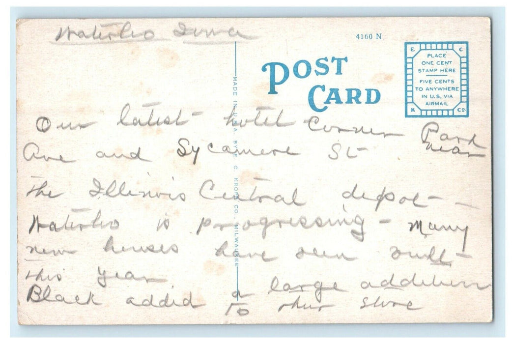 c1920's Hotel President Building Cars Waterloo Iowa IA Vintage Postcard