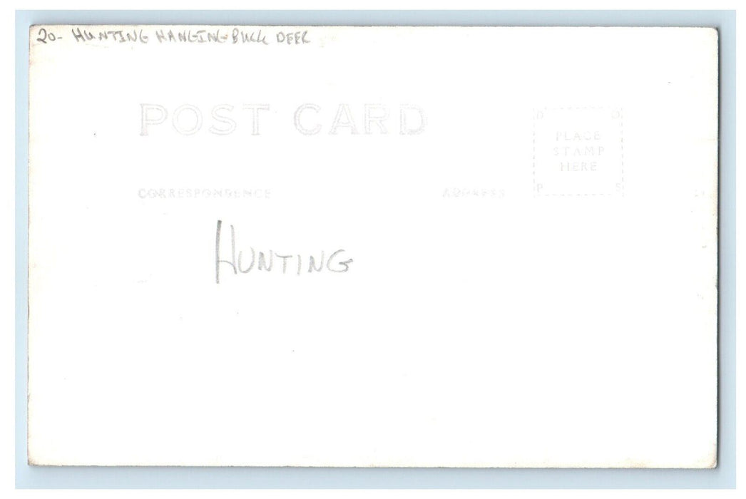 c1940's Hunting Hanging Buck Deer Munising Michigan MI RPPC Photo Postcard