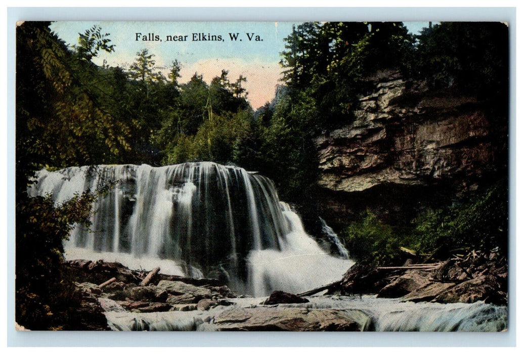 1914 Falls Near Elkins West Virginia WV Posted Antique Postcard